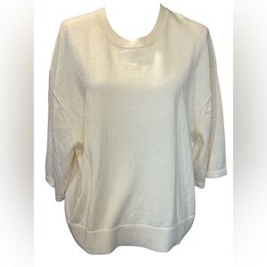 Banana Republic Ivory Knit Top oversized L 100% merino wool